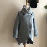 カシミヤウール（アクアグリーン）で作ったショールカラーコート