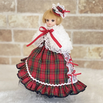 赤チェックのワンショルダー2wayドレス♡1/6(22cmリカちゃん)
