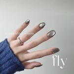 雨上がりの神秘、薄墨色 No.19 ネイルチップ ニュアンスネイル ブルー 天然石 ちゅるん マグネット マグネットネイル ミラー 群青 グレー 灰色 単色 夏 うるうる 春
