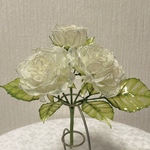 アメリカンフラワー　ディップフラワー　アートフラワー　アイボリーの薔薇3本セット（お花のみ）