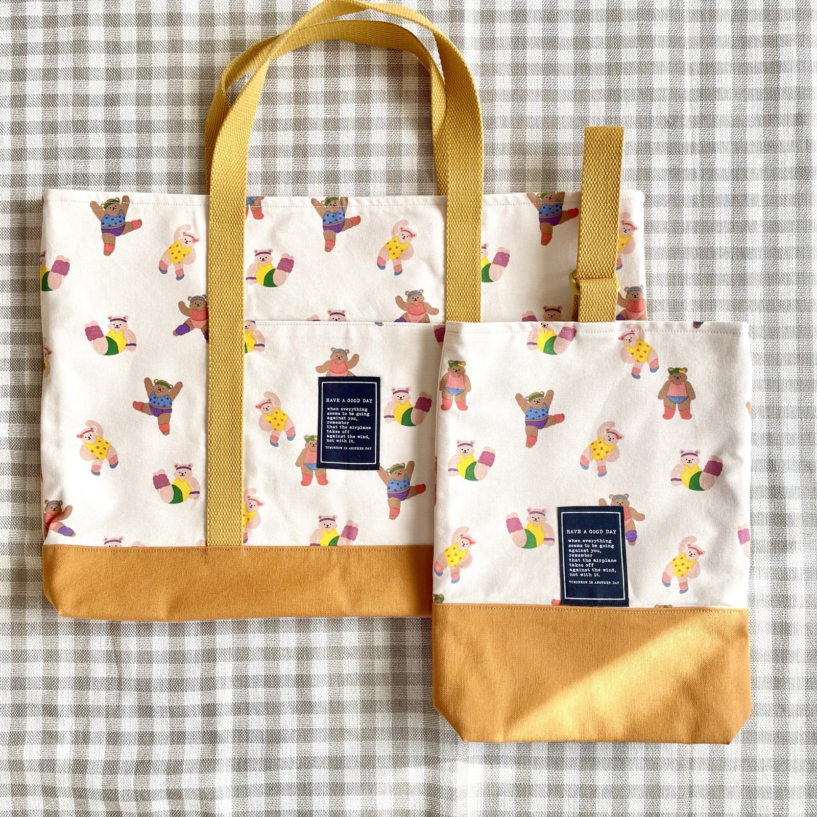 エアロビくまさんの入園入学セット❤︎レッスンバッグ★体操着袋★上履き袋 レッスンバック 体操着袋 上履き袋 エアロビくまさん ブラウン