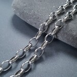 [50cm] オール ステンレス製 NEW 7mmx10mm オーバルリング チェーン シルバー 本ロジウムメッキ ニッケルフリー加工 サージカルステンレス 金属アレルギー対応