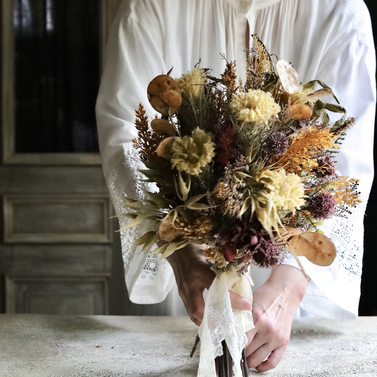 ドライフラワーひまわりブーケ　スワッグ　前撮り　受付　ベビーフォト　43cm ドライフラワーひまわりブーケ スワッグ 前撮り 受付 ベビーフォト 43cm