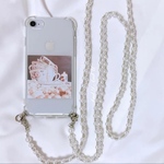 【パール＆SV】スマホショルダー 《チェーンのみ》or 《+ネジ式金具付き》 スマホストラップ / ビーズストラップ / パールストラップ / ショルダーストラップ 