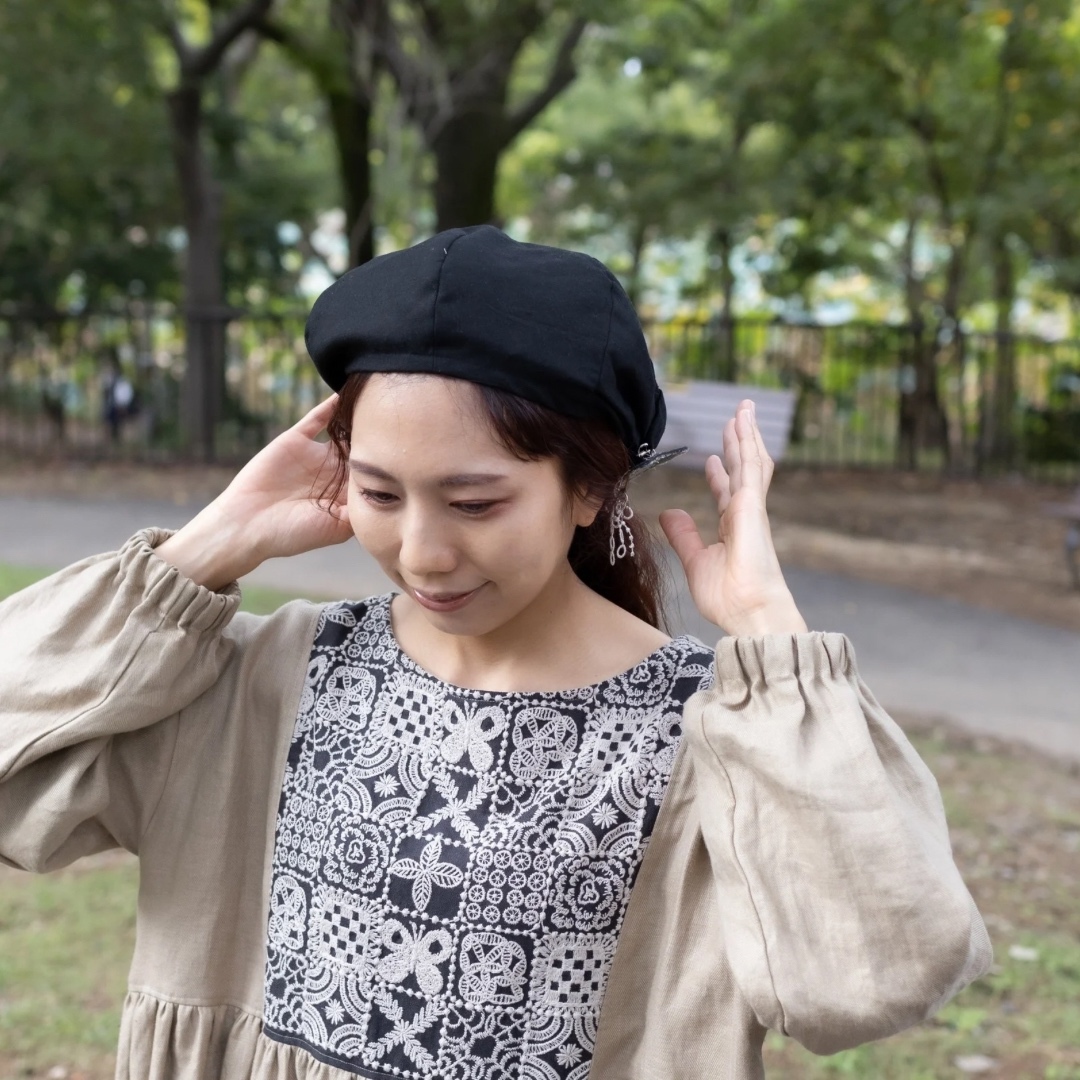 リボンベレー 帽 ブラック ケア帽子 入園入学式 プレゼント ゆったり