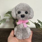 動物ぽんぽん　トイプードル   薄いグレー（鼻ボタンタイプ）