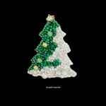 雪のクリスマスツリーのビーズ刺繍ブローチ