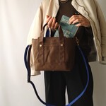 new✺TOTE BAG  M size【cacao brown✕blue】