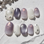 snowy rabbit × twilight nail tip 雪うさぎネイル ネイルチップ クリスマス 雪 夜 星 冬 ネイル 夜空 青 ネイビー クリスマスネイル キラキラネイル うるうる 新作
