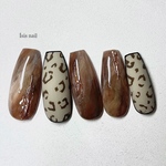  【人気再販】ヒョウ柄ネイル　ニュアンスネイル　もやもやネイル　カフェラテネイル　オーダーネイル　ミラーネイル　マットネイル　アニマル柄　成人式　前撮り　韓国ネイル　冬ネイル　クリスマス