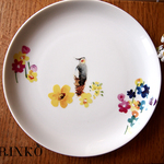 オカメインコとお花　お皿