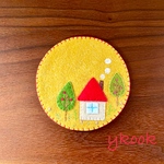フェルト刺繍 森の中のお家コースター