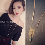 SNOW CHILD ターコイズカラーチェコガラス ロングネックレス