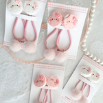 【秋冬　クッキーヘアゴム　ポンポン付き　ピンク  ホワイト  キッズ　ベビー　】子供　ヘアアクセサリー　かわいい　お洒落　女の子　プレゼント