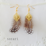 【再販】ホロホロ鳥とひし形のイヤリング/ピアス