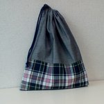 とても大きなきんちゃく袋　 グレーチェック