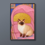 絵画 | イラストポスター 304☆ 【シャム猫とピンクの椅子】
