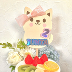 しろぽよ♡ねこちゃんケーキトッパー　お誕生日　お祝い　ケーキ　飾り　子ども　ペット　可愛い　華やか　ねこ　名入れ　