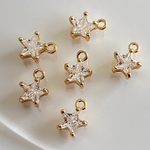 403)キュービックジルコニアチャーム(9mm・1個) / スター・星 / ゴールド / アクセサリーパーツ / ピアスパーツ / イヤリングパーツ
