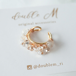 glass beads ear cuff(天然石・モルガナイト）