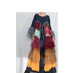 大きいサイズ　3〜5L  デニムパッチワークサロペット　オーバーオール