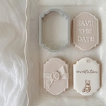 直線のプラーク　クッキー型　Blooming Sugar Invitation cookies レッスン使用　（Design by Blooming Sugar）