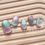 装着セット付き マグネットネイル ツートンカラー キラキラ シンプル ミントカラー ピンク 推し活