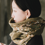 簡単にオシャレしたい！二重巻きメルトン フリース リバーシブル スヌード moda いちご泥棒 カーキ