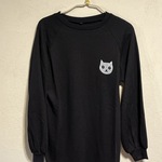 ネコ柄　レディースワッフルバルーンスリーブTシャツ