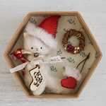 クリスマス　ねこ　ぬいぐるみ　白　ミニチュア　テディベア