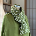mikimiki0314様専用　刺繍布マフラー＜光の粒つぶ＞ウールガーゼ　ピスタチオグリーン