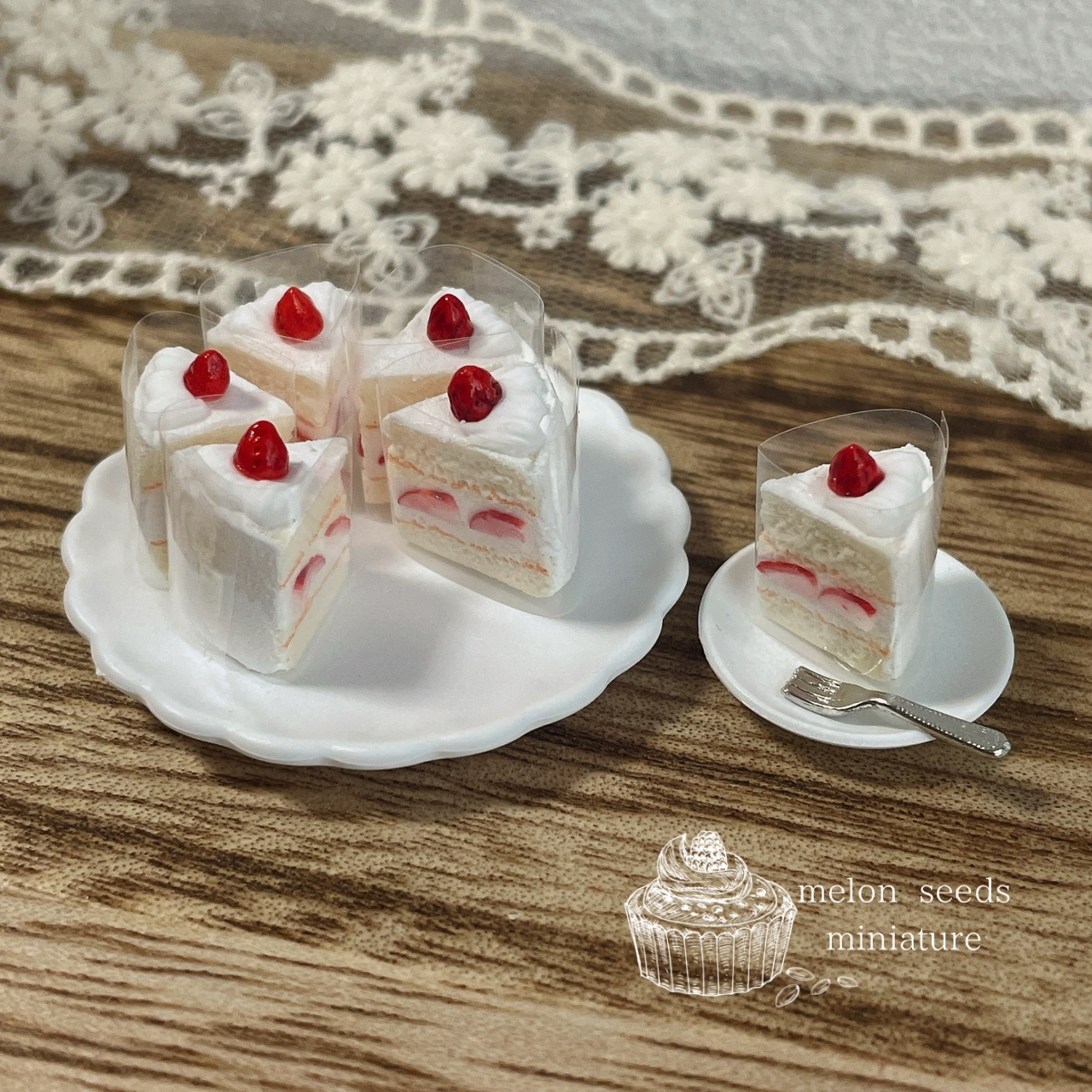 桃スイーツのセット ミニチュアスイーツ - melon seeds | minne byGMO