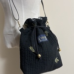 ヌビキルト　ミモザ　巾着縦長ポシェット