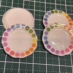 8枚 約27㎜  ミニチュア お皿 ドット 水玉 食器dollhouse 樹脂製 miniature 