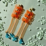 ネオン　チャイナリボン　オレンジ　ピアス　イヤリング