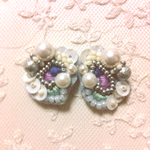 大人可愛いホワイトスパンコールビジュ  BL×PU