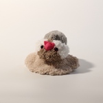 シナモン文鳥（グレージュ）のぬいぐるみ用ミニチュアふわもこケープ お顔付き