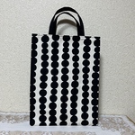 紙袋風トートバッグ☆水玉つなぎ(サイド黒地)