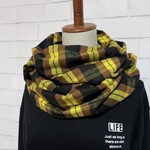 【冬到来セール15%off】綿100%起毛スヌード＊蛍光イエローチェック＊播州織【送料無料】