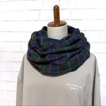 【秋到来セール15%off】綿100%厚手コットンツイードスヌード＊グリーンネイビー＊播州織【送料無料】