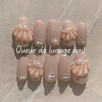 ネイルチップ　上品モテフリルネイル　ピンク　春ネイル