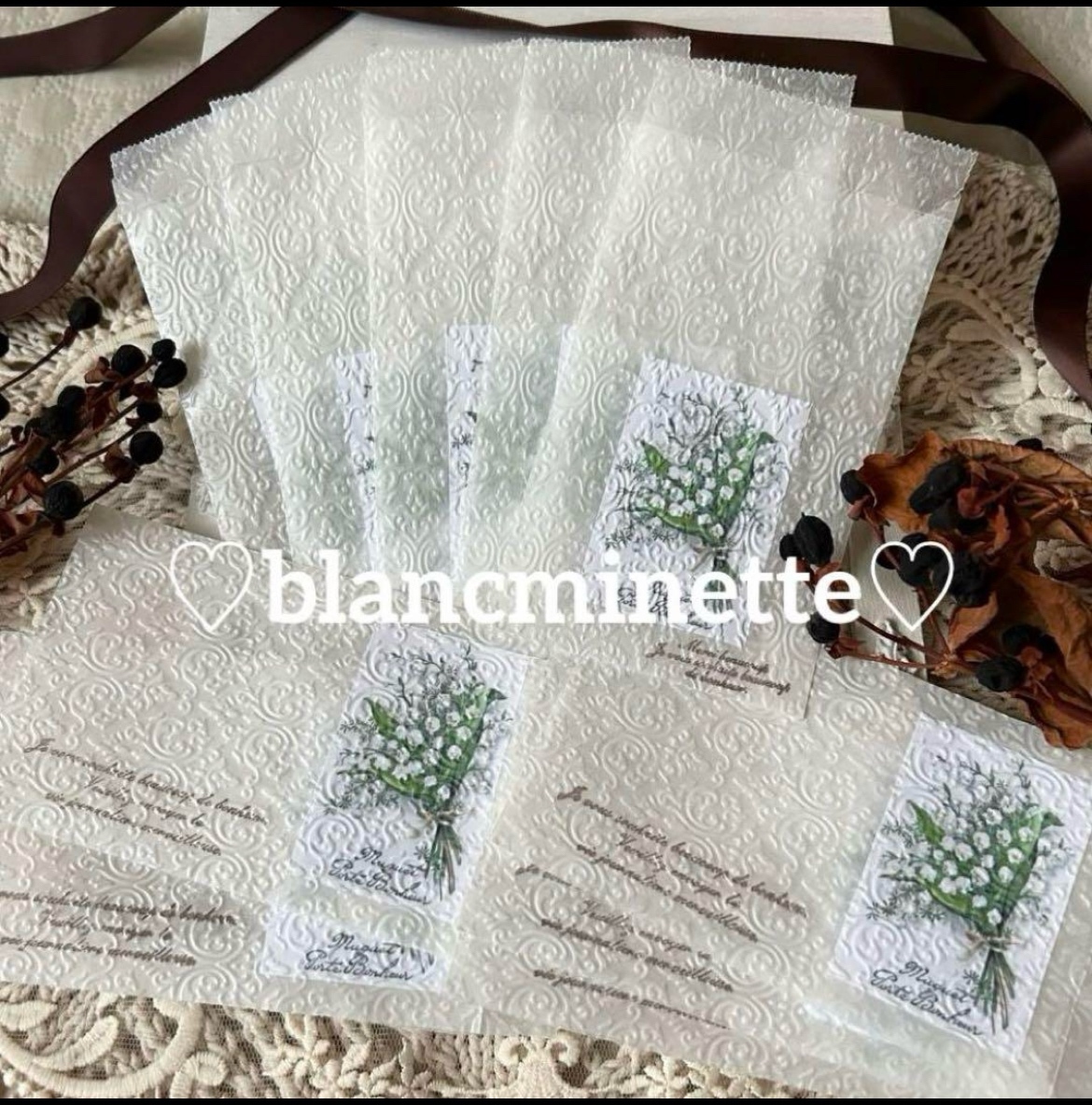 グラシン封筒♡キュートな女の子♡アンティークスタンプ♡エンボス加工 グラシン封筒♡キュートな女の子♡アンティークスタンプ