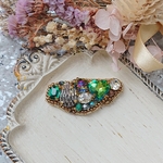 ビジューシナジーブローチ(グリーン)⋆* 一点物 ビーズ刺繍 アクセサリー