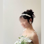 本物の紫陽花を使った世界で１つのカチューシャ風ヘッドドレス　No.1ホワイトカチューシャ紫陽花×かすみ草　バックカチューシャ　花冠　ウェディング　卒業式　結婚式　成人式　におすすめ
