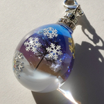 雲レジン☆雪の降る頃☆黄昏時☆空たまご1☆オススメ紐ペンダント