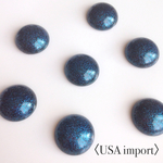 〈USA import〉  ブラック×ブルーグリッター アクリル カボション （6個 ）