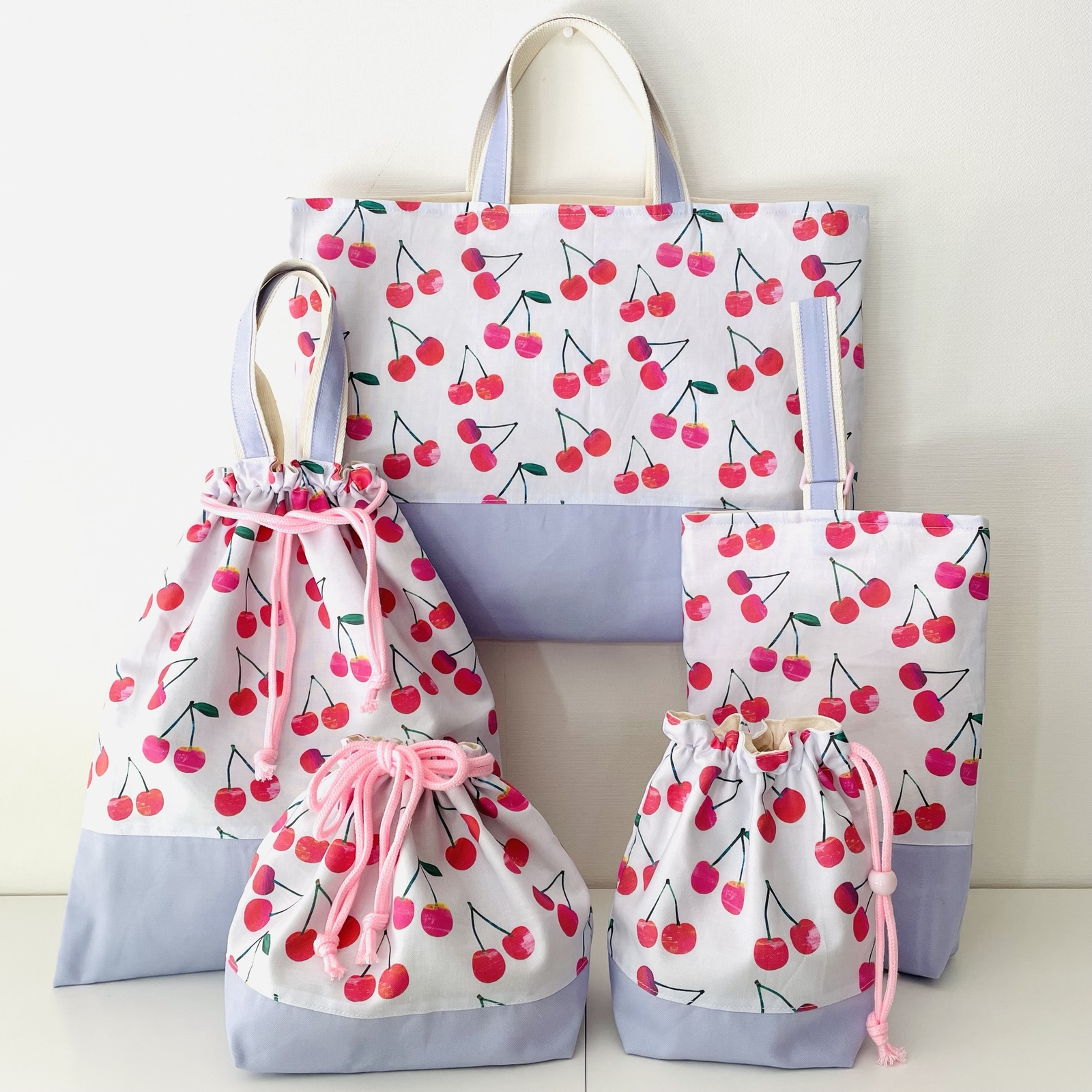 ハンドメイドオーダー　入園入学　グッズ　セット　レッスンバッグ　くすみカラー ♢くすみカラー・ストライプ 💎 レッスンバッグ 男の子/サイズ