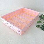 クラフトカゴ トレー　パステルピンク２色　パンの盛りカゴ、パンフレット、書類置きに　
