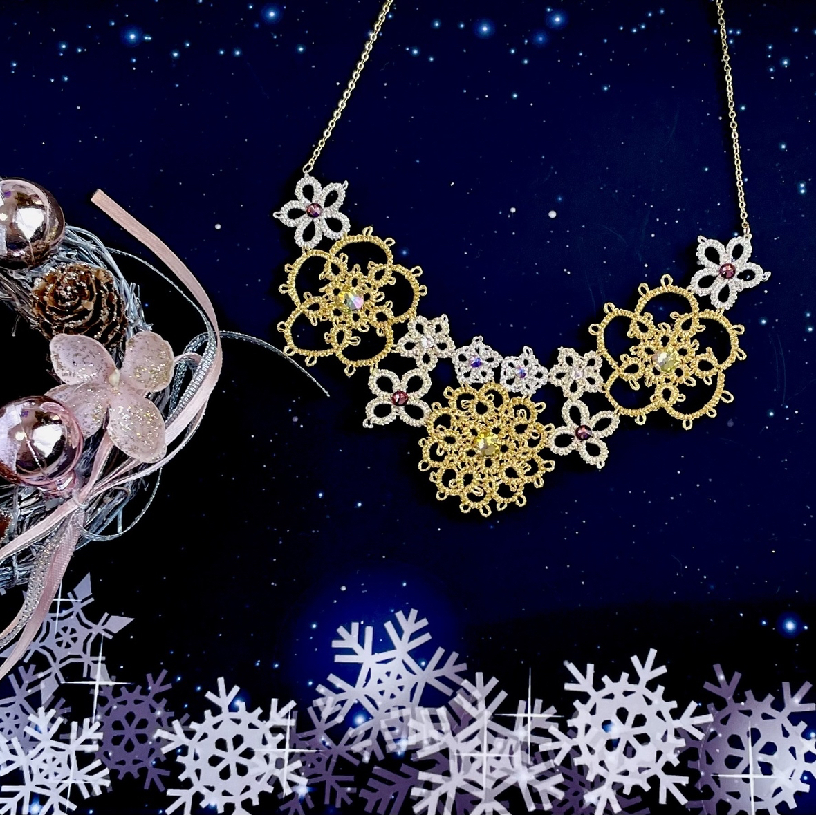 Twinkling Holiday Lace Necklace
