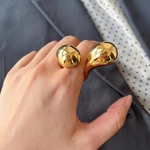 売り切り《ステンレス》gold ウォータードロップリング【R-989】